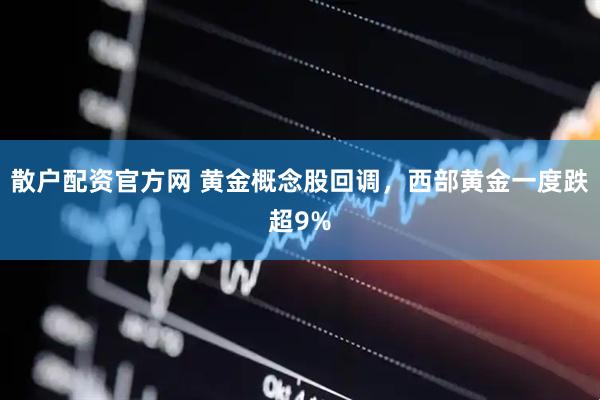 散户配资官方网 黄金概念股回调,西部黄金一度跌超9%